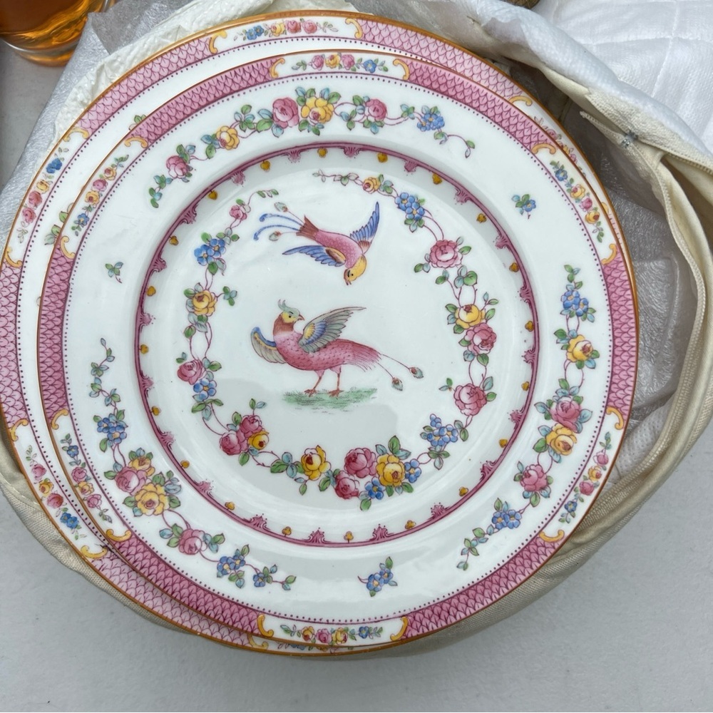 9 Antique Crescent Ware England Paradise Floral Porcelain Plate Dinnerware Mint